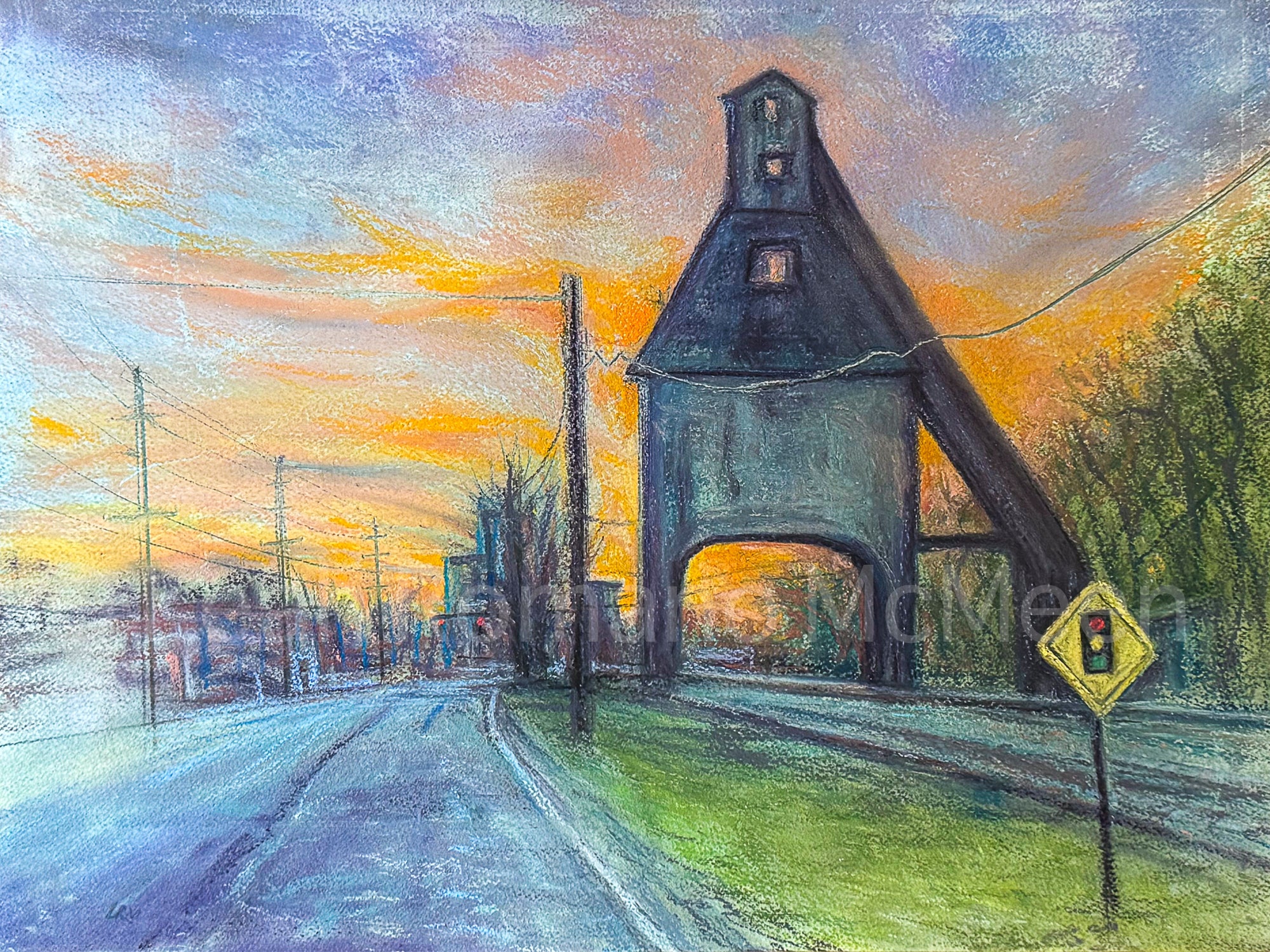 Last Light Of The Coaling Tower Art Print
