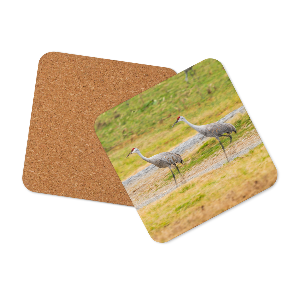 Sandhill Cranes In Harmony Cork-Back Coaster